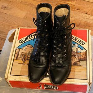 Justin Ropers Lace up boots Women's Black size 9B Great Western Boots